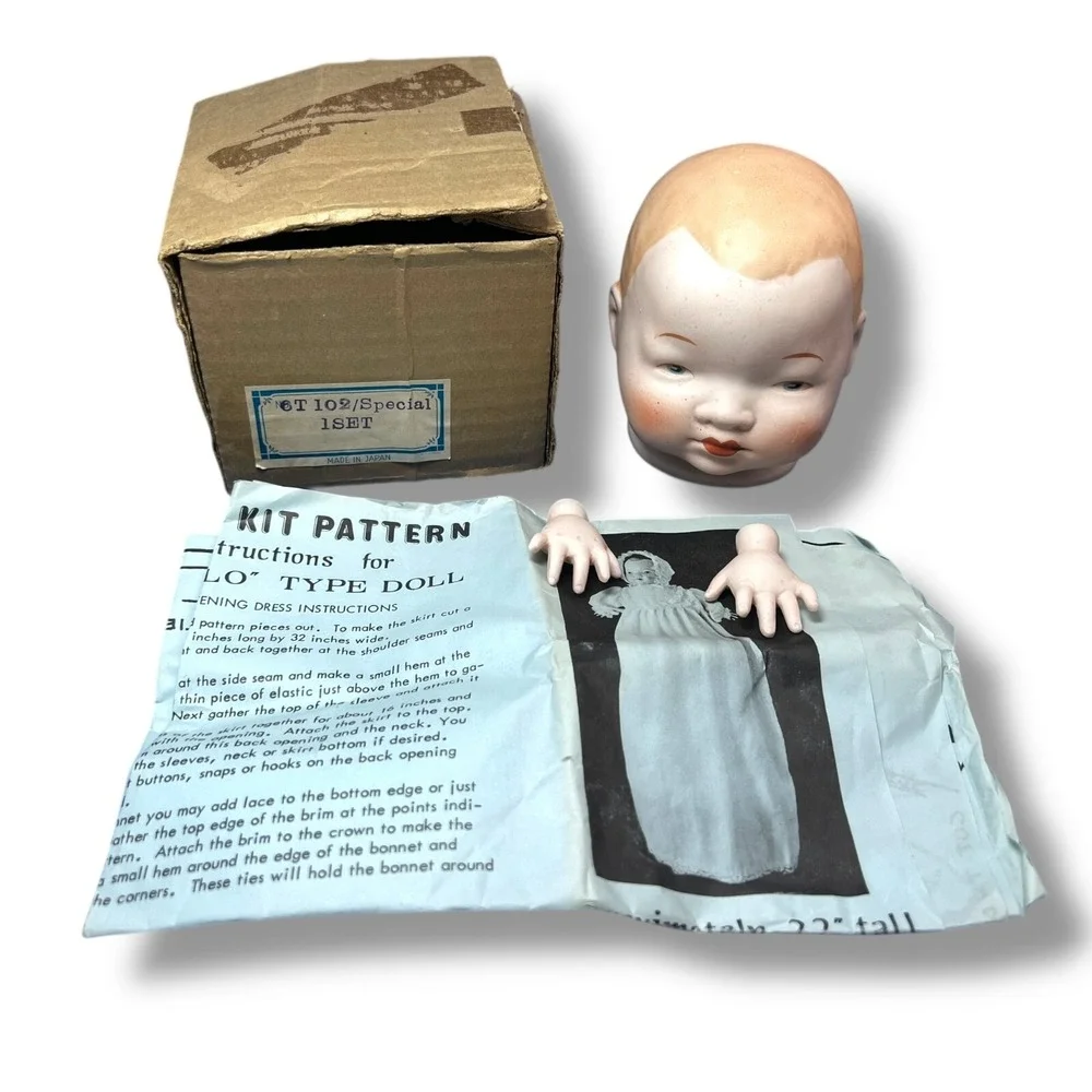 Vintage 1973 Huston Studios Bisque Porcelain Baby Doll Kit Japan Head Hands T102